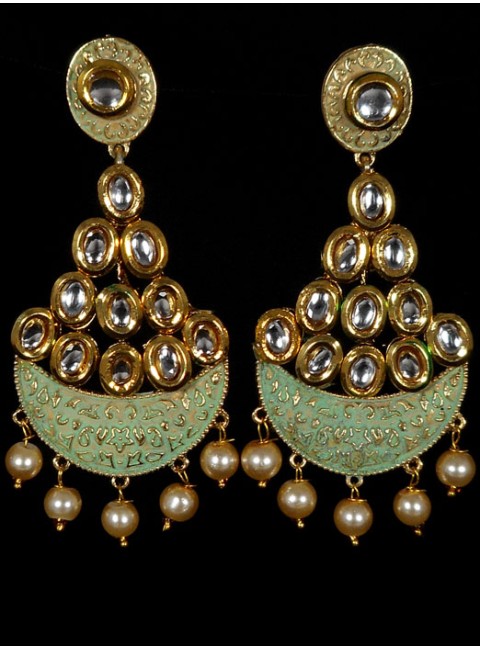 Kundan Earrings with Meenakari Work